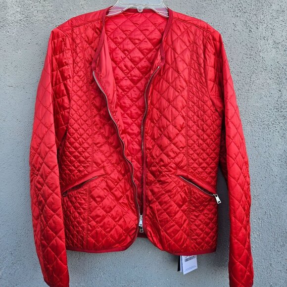 Paul & Shark Men’s Red Quilted Nylon Jacket L Lightweight Zip Front Italy NWT - Picture 13 of 14